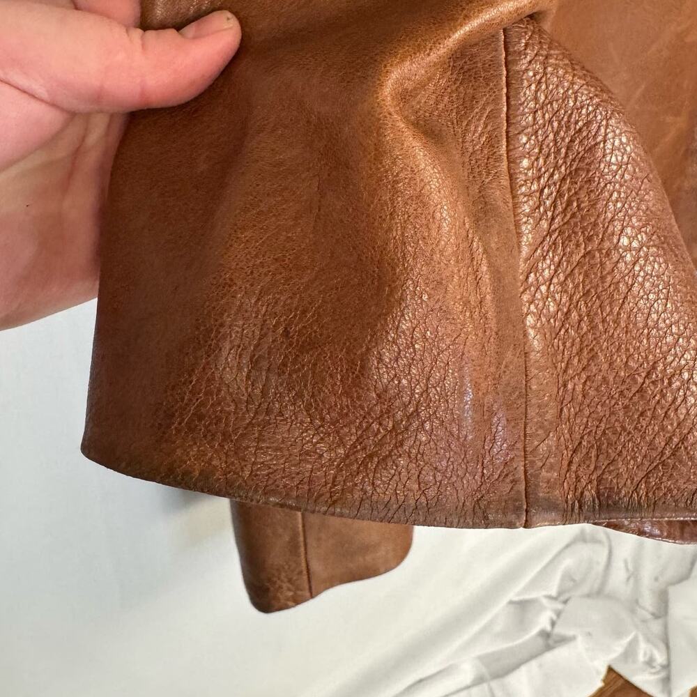 Andrew Marc Leather Car Coat S Brown Button Front Classic Heritage Luxury Jacket - Picture 12 of 15